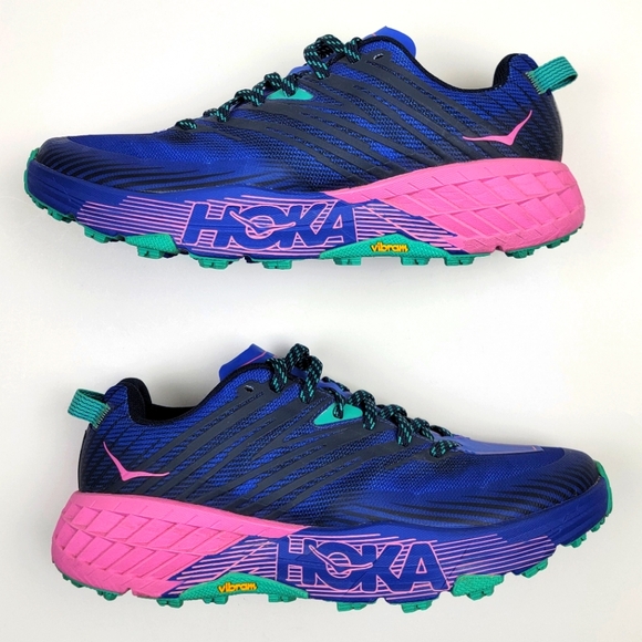 Hoka One One Shoes - HOKA One One Speedgoat 4 Blue/Pink Running Shoes NEW - 10